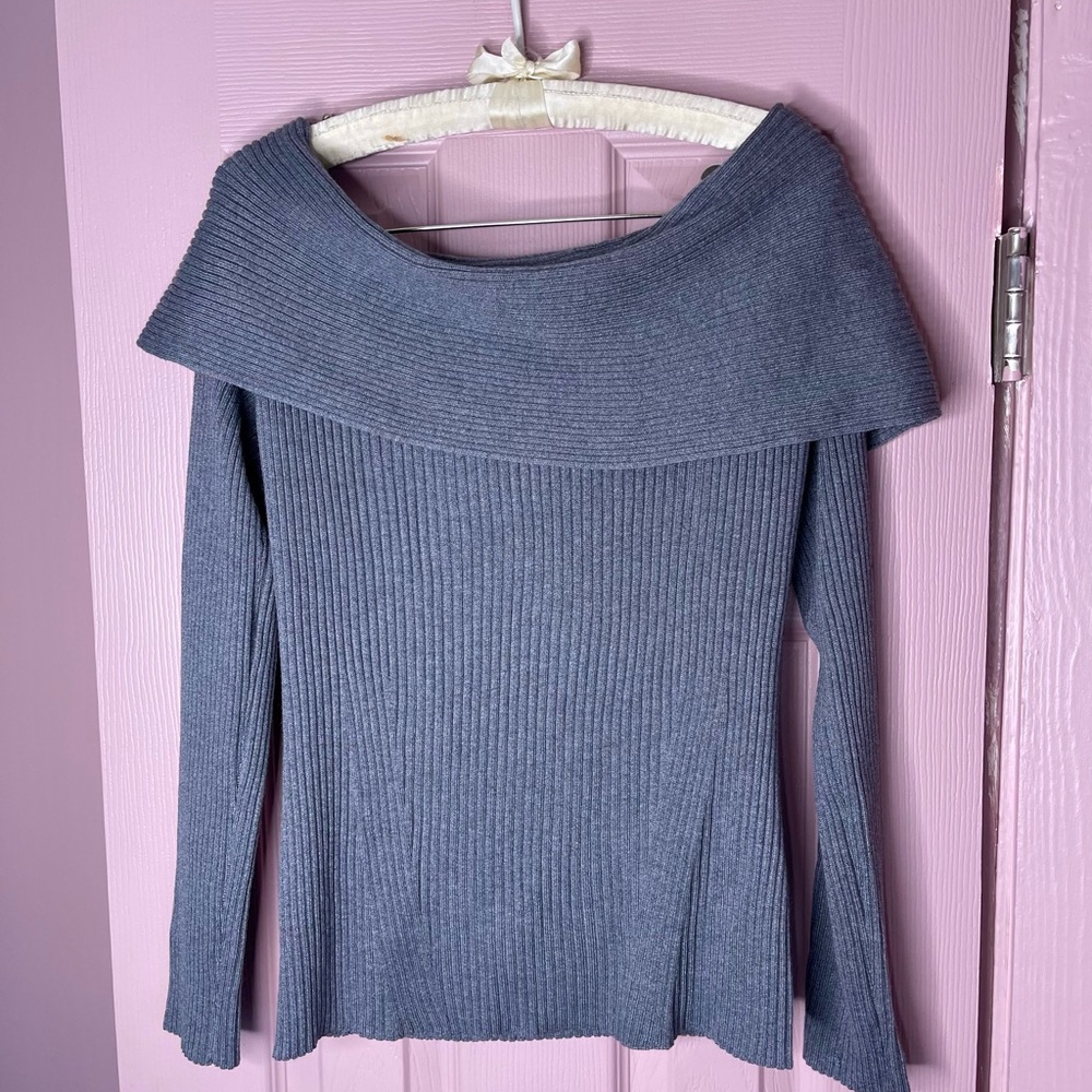 Banana Republic Grey Off-the-shoulder Sweater